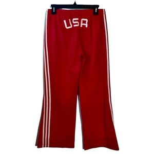 RARE Vintage Adidas USA 3 Stripe Red Wide Leg Sweat/Lounge Embroidered Medium
